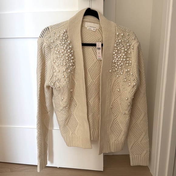 By Anthropologie Pearl Cable Cardigan Sweater - Picture 2 of 6